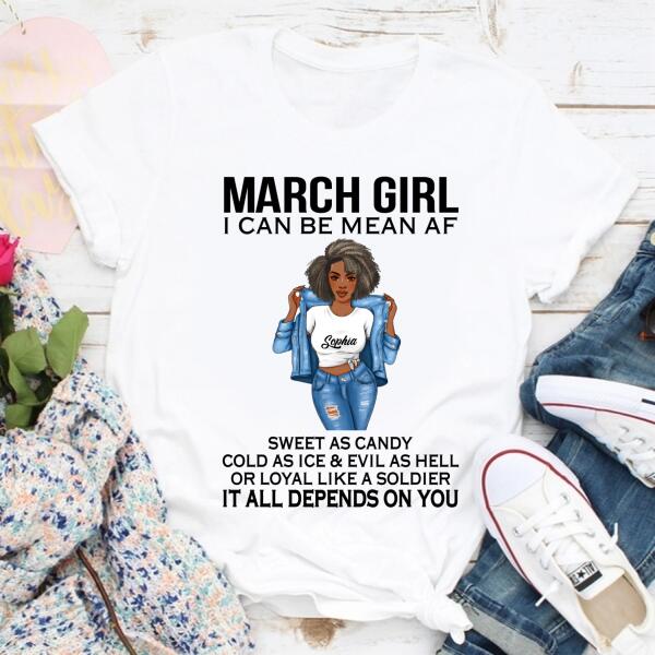 Personalized March Shirt, March Birthday T Shirt, Customize Birthday Shirt For Black Woman