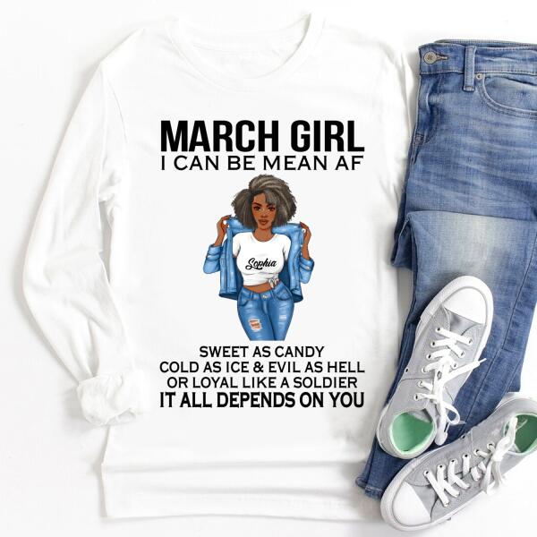 Personalized March Shirt, March Birthday T Shirt, Customize Birthday Shirt For Black Woman