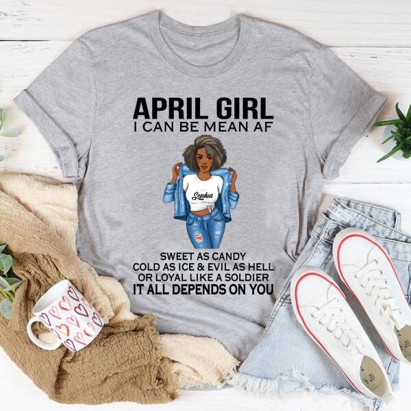 Personalized April Shirt, April Birthday T Shirt, Customize Birthday Shirt For Black Woman