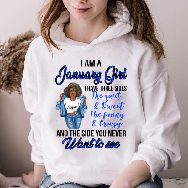 Personalized Birthday T Shirt, January Queen shirt, Queens Are Born In January Cotton T-Shirt, January Birthday Gifts For Afro Woman, January Birthday Gifts
