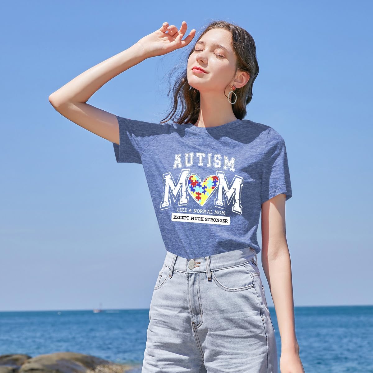 Autism Awareness Shirt Autism Mom Shirt Womens Autism Acceptance T Shirt Mental Health Tees Positive Mama Tops