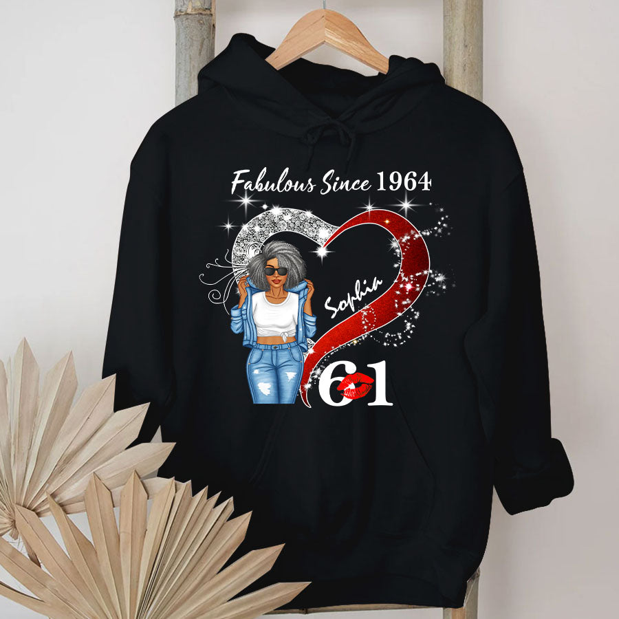 Custom Birthday Shirt, Her Gifts For 61 Years Old , Turning 61 Birthday Cotton Shirt, Fabulous Since 1964-TLQ
