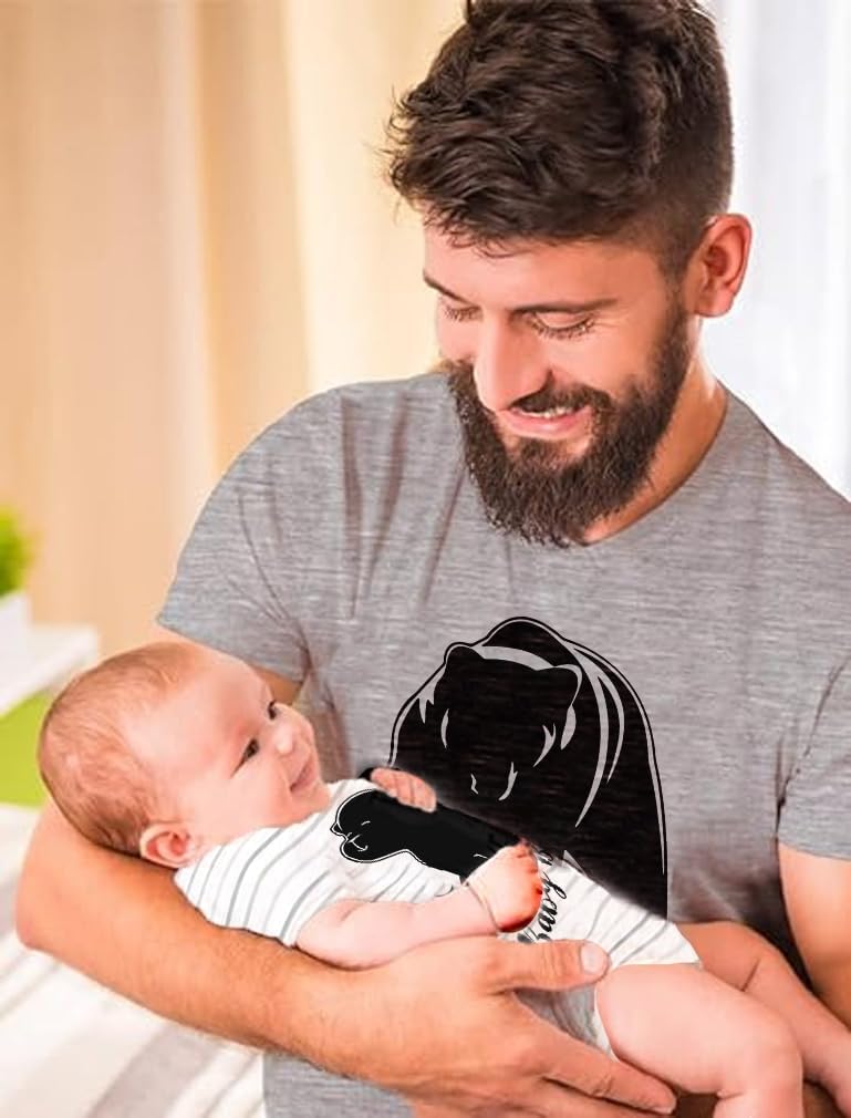 Tstars Papa &amp; Baby Bear Dad and Son Daughter Matching Shirts Fathers Day New Dads Gift Father and Infant Shirt Set