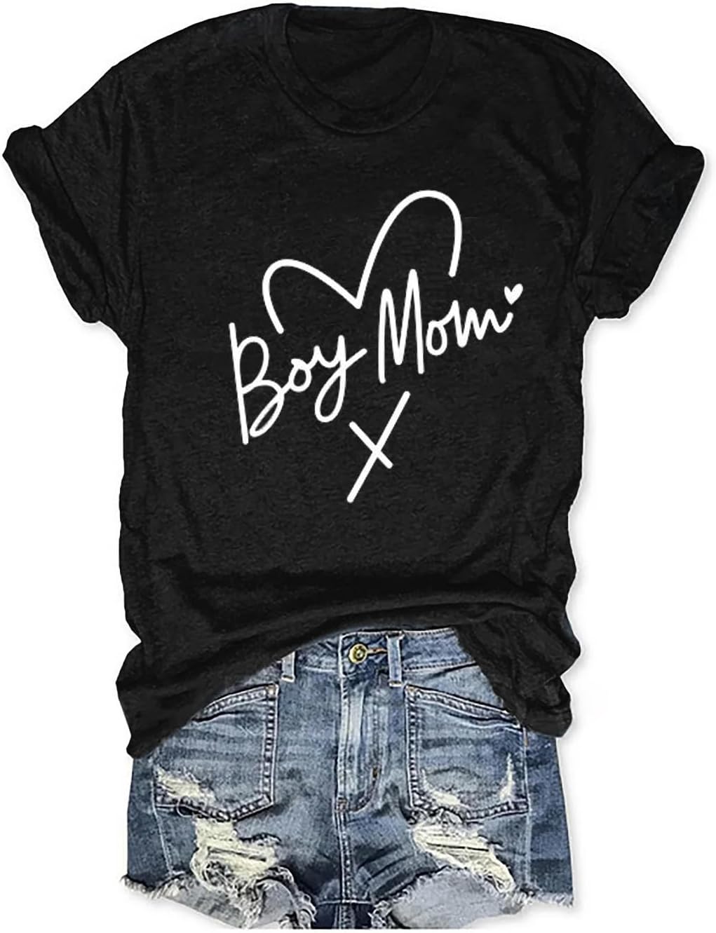 Womens Boy Mama Shirt Casual Letter Printed Boy Mom T-Shirts Short Sleeve Mother&#39;s Day Graphic Tee Tops Mother Shirt