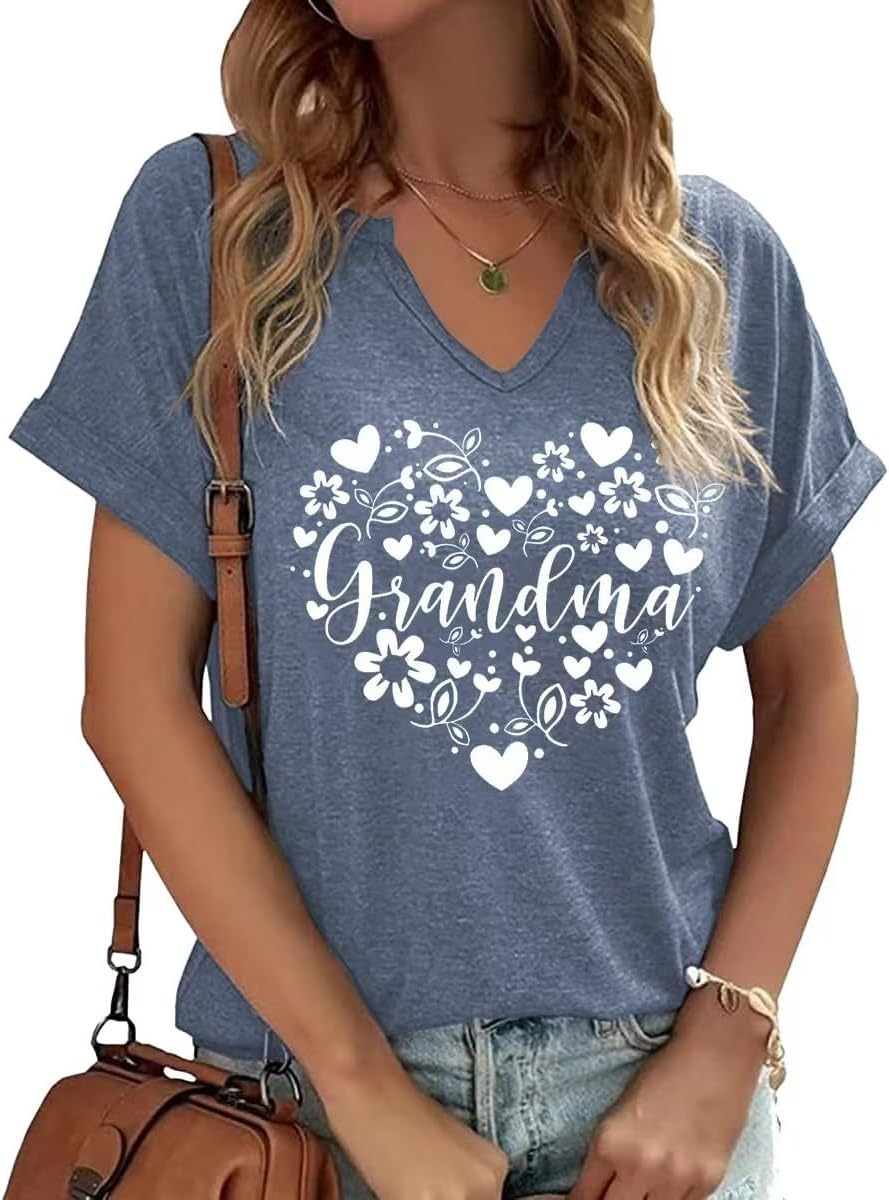 Mama V Neck Shirt Women Funny Mom Life T-Shirt Mother&#39;s Day Short Sleeve Graphic Tees Mama Gift Casual Tops Blouse Mother Shirt