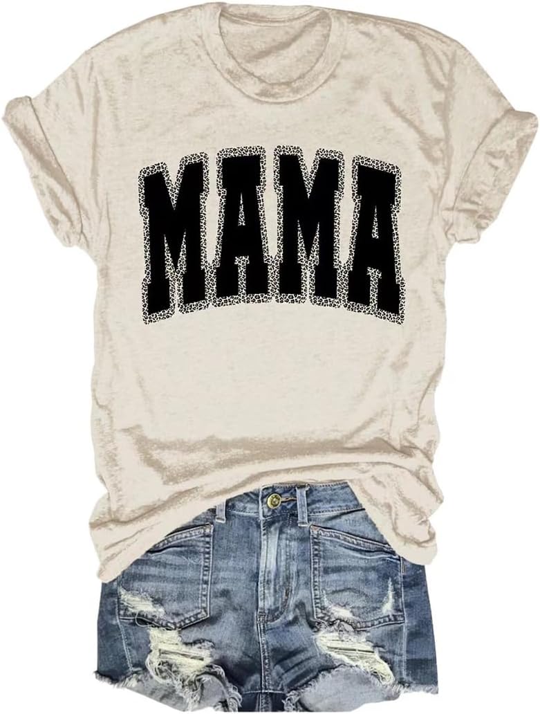 T-Shirt for Mama Women&#39;s Mom Life Graphic Tees Casual Cute Mother&#39;s Day Tops for Mommy