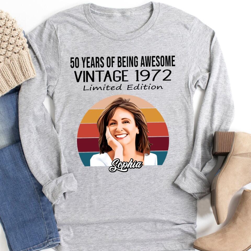 Vintage 1972 Shirt, 50th Birthday Shirts, Custom Birthday Shirts, Turning 50 Shirt, Gifts For Women Turning 50, 50 And Fabulous Shirt, 50th Birthday Shirts For Her