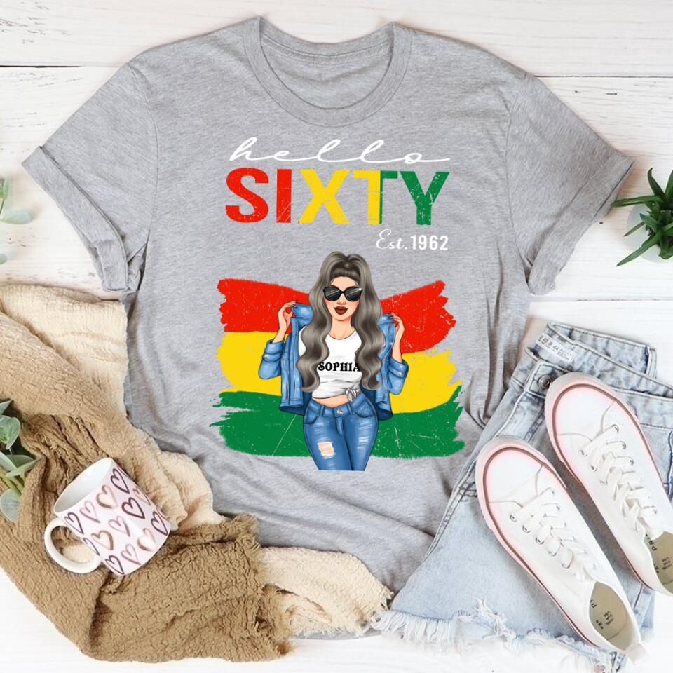 Hello Sixty Est 1972 Shirt, Stepping Into My 60th Birthday Like A Boss, 60th Birthday Unique Gifts For Woman, 60th Birthday Ideas, Turning 60 Years Old Cotton Shirt