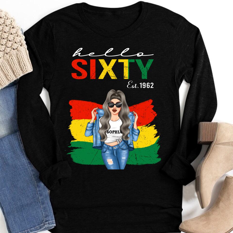 Hello Sixty Est 1972 Shirt, Stepping Into My 60th Birthday Like A Boss, 60th Birthday Unique Gifts For Woman, 60th Birthday Ideas, Turning 60 Years Old Cotton Shirt