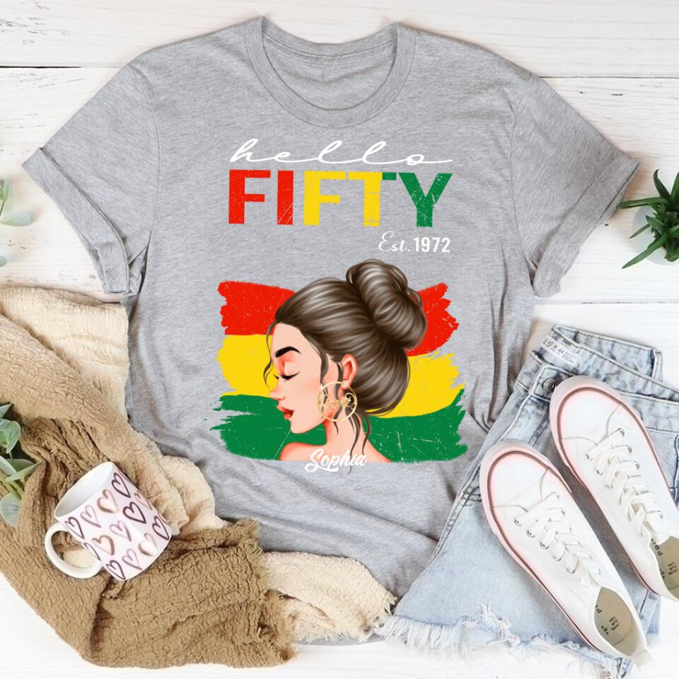 Hello Fifty Est 1972 Shirt, 50 And Fabulous Shirt, 50th Birthday Shirts, Custom Birthday Shirts, Turning 50 Shirt, Gifts For Women Turning 50, 1972 Shirt, 50th Birthday Shirts For Her