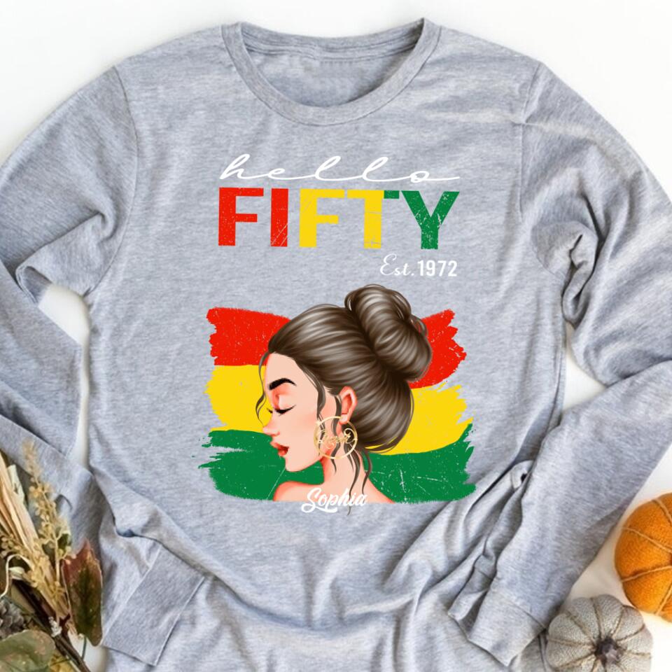 Hello Fifty Est 1972 Shirt, 50 And Fabulous Shirt, 50th Birthday Shirts, Custom Birthday Shirts, Turning 50 Shirt, Gifts For Women Turning 50, 1972 Shirt, 50th Birthday Shirts For Her