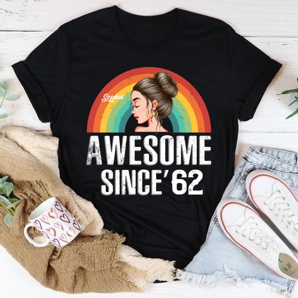 Awesome Since' 62 Shirt, Stepping Into My 60th Birthday Like A Boss, 60th Birthday Unique Gifts For Woman, 60th Birthday Ideas, Turning 60 Years Old Cotton Shirt