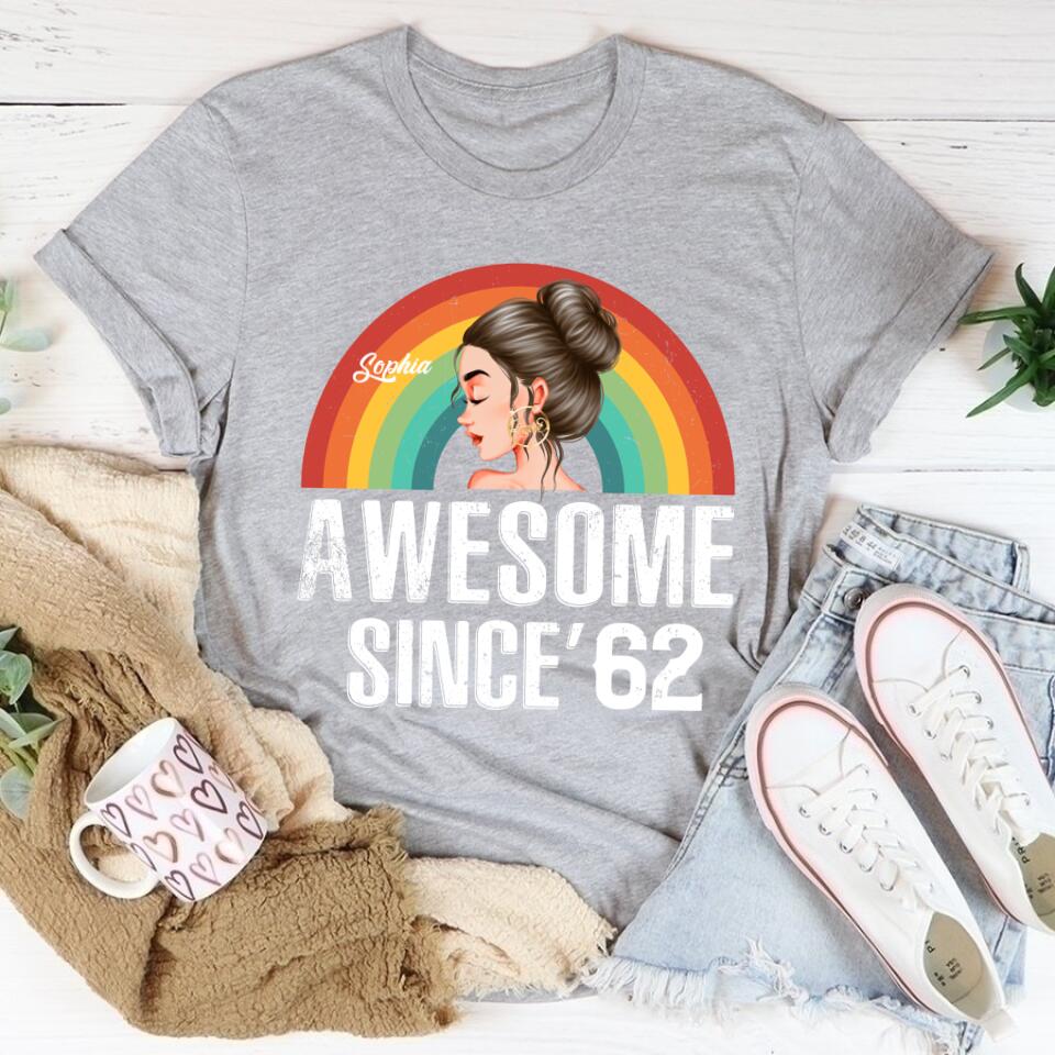 Awesome Since&#39; 62 Shirt, Stepping Into My 60th Birthday Like A Boss, 60th Birthday Unique Gifts For Woman, 60th Birthday Ideas, Turning 60 Years Old Cotton Shirt