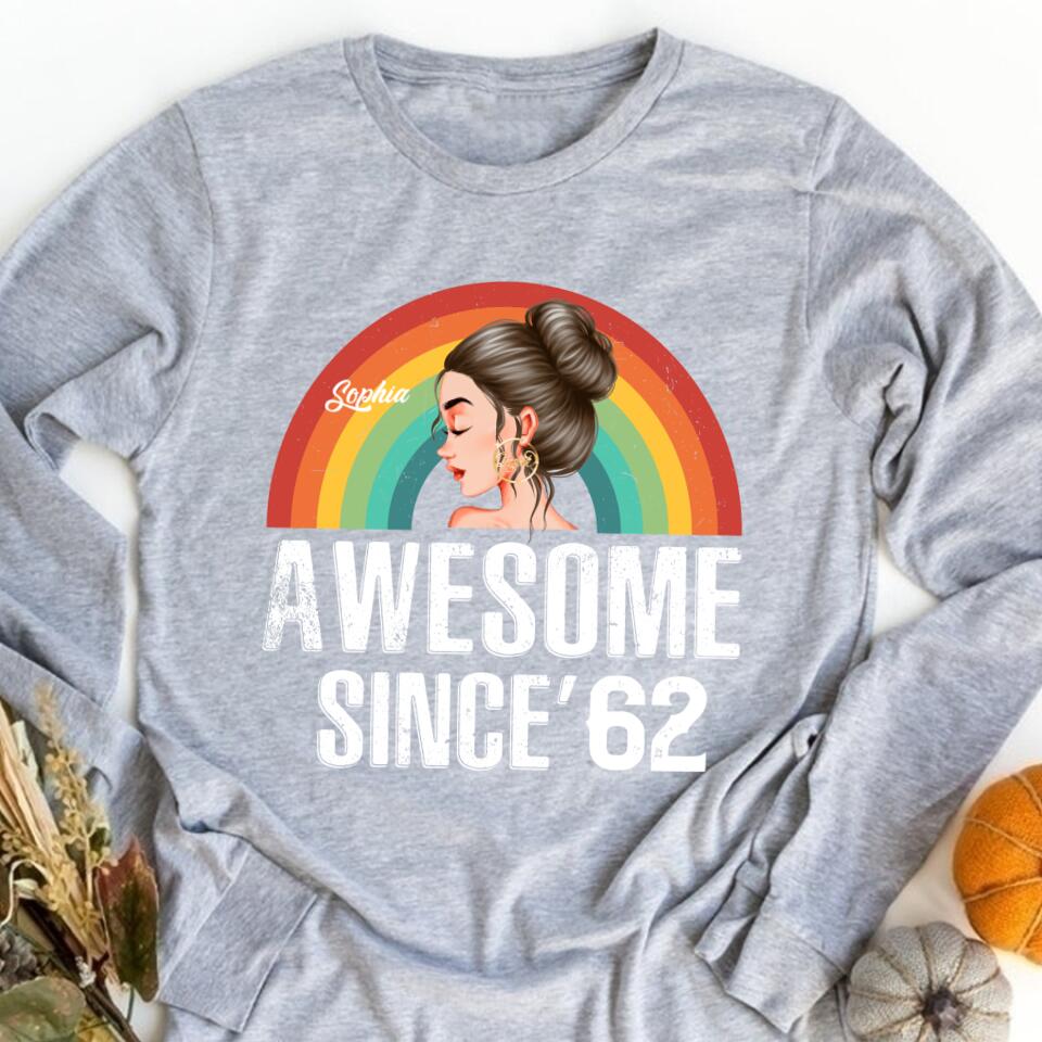 Awesome Since&#39; 62 Shirt, Stepping Into My 60th Birthday Like A Boss, 60th Birthday Unique Gifts For Woman, 60th Birthday Ideas, Turning 60 Years Old Cotton Shirt