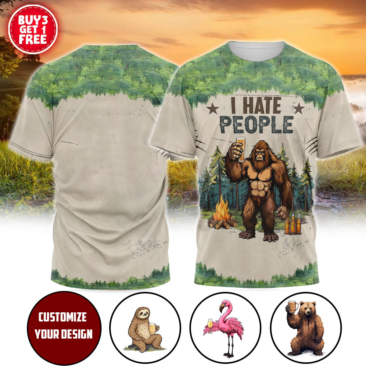 I Hate People Camping T Shirt, Custom Camping T Shirt, Campers Gift, Camping Lover Unisex Cotton T Shirt