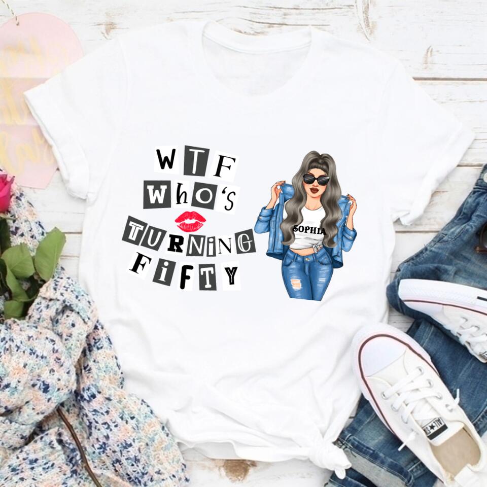 W T F Who Turning Fifty - Vintage 1972 Shirt, Custom Image Birthday Shirt, 50th Birthday Unique Gifts For Woman, 50th Birthday Ideas, Turning 50 Years Old Cotton Shirt