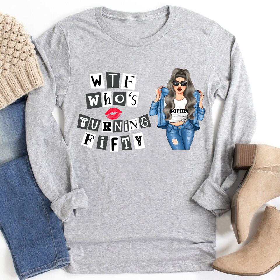 W T F Who Turning Fifty - Vintage 1972 Shirt, Custom Image Birthday Shirt, 50th Birthday Unique Gifts For Woman, 50th Birthday Ideas, Turning 50 Years Old Cotton Shirt