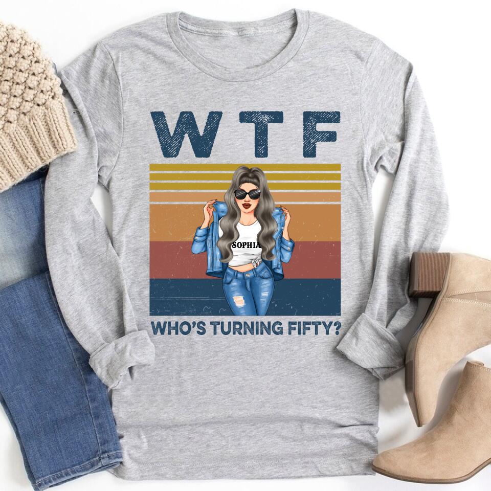 Vintage 1972 Shirt, W T F Who Turning Fifty, Custom Image Birthday Shirt, 50th Birthday Unique Gifts For Woman, 50th Birthday Ideas, Turning 50 Years Old Cotton Shirt