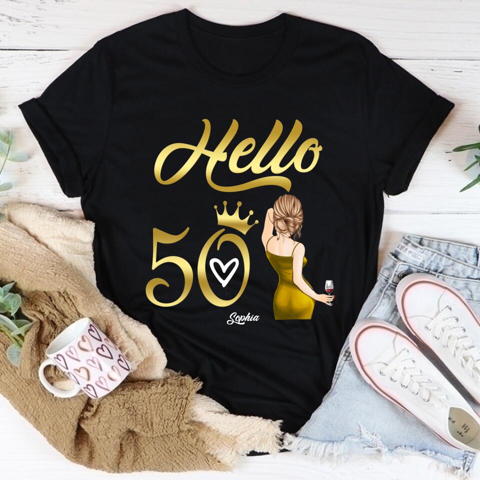 Hello Fifty shirt - Vintage 1972 Shirt, 50th Birthday Unique Gifts For Woman, 50th Birthday Ideas, Turning 50 Years Old Cotton Shirt