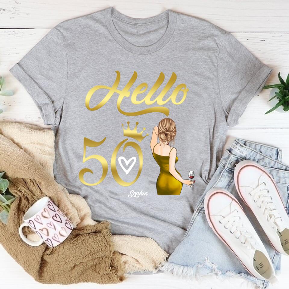 Hello Fifty shirt - Vintage 1972 Shirt, 50th Birthday Unique Gifts For Woman, 50th Birthday Ideas, Turning 50 Years Old Cotton Shirt