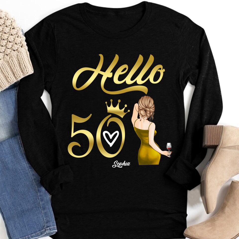 Hello Fifty shirt - Vintage 1972 Shirt, 50th Birthday Unique Gifts For Woman, 50th Birthday Ideas, Turning 50 Years Old Cotton Shirt