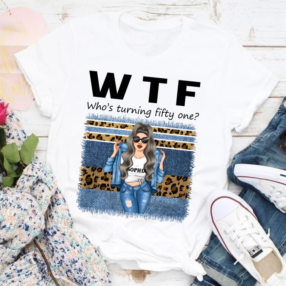 W T F Who Turning Fifty One - Vintage 1971 Shirt, Custom Image Birthday Shirt, 51st Birthday Unique Gifts For Woman, 51st Birthday Ideas, Turning 51 Years Old Cotton Shirt