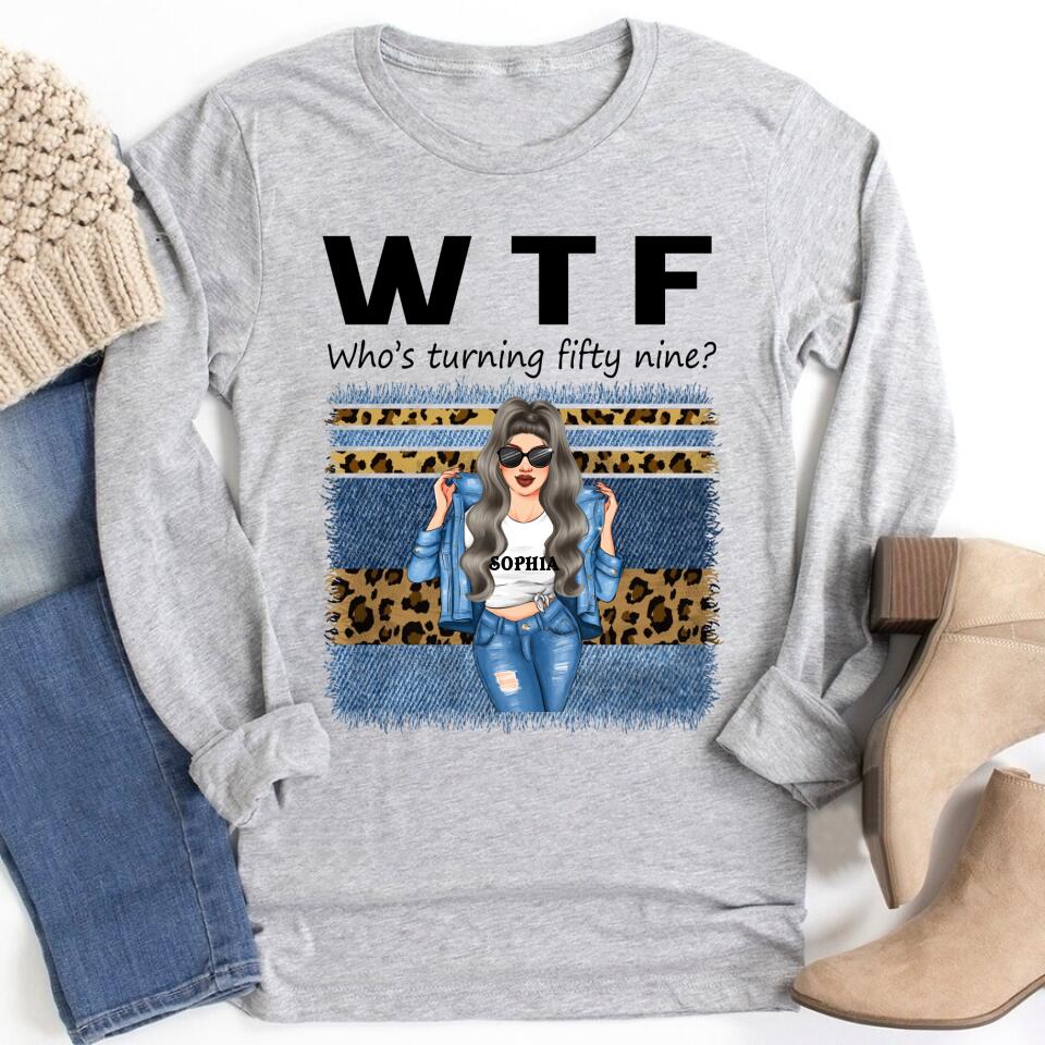 W T F Who Turning Fifty Nine - Vintage 1963 Shirt, Custom Image Birthday Shirt, 59th Birthday Unique Gifts For Woman, 59th Birthday Ideas, Turning 59 Years Old Cotton Shirt