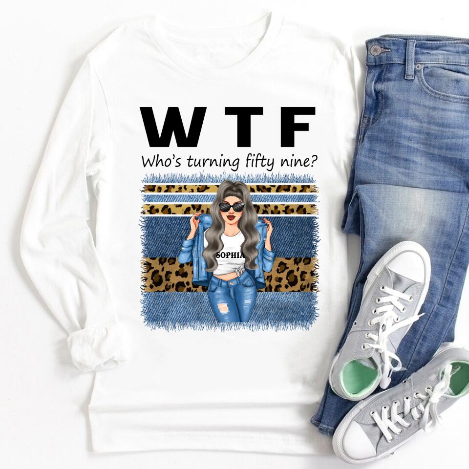 W T F Who Turning Fifty Nine - Vintage 1963 Shirt, Custom Image Birthday Shirt, 59th Birthday Unique Gifts For Woman, 59th Birthday Ideas, Turning 59 Years Old Cotton Shirt