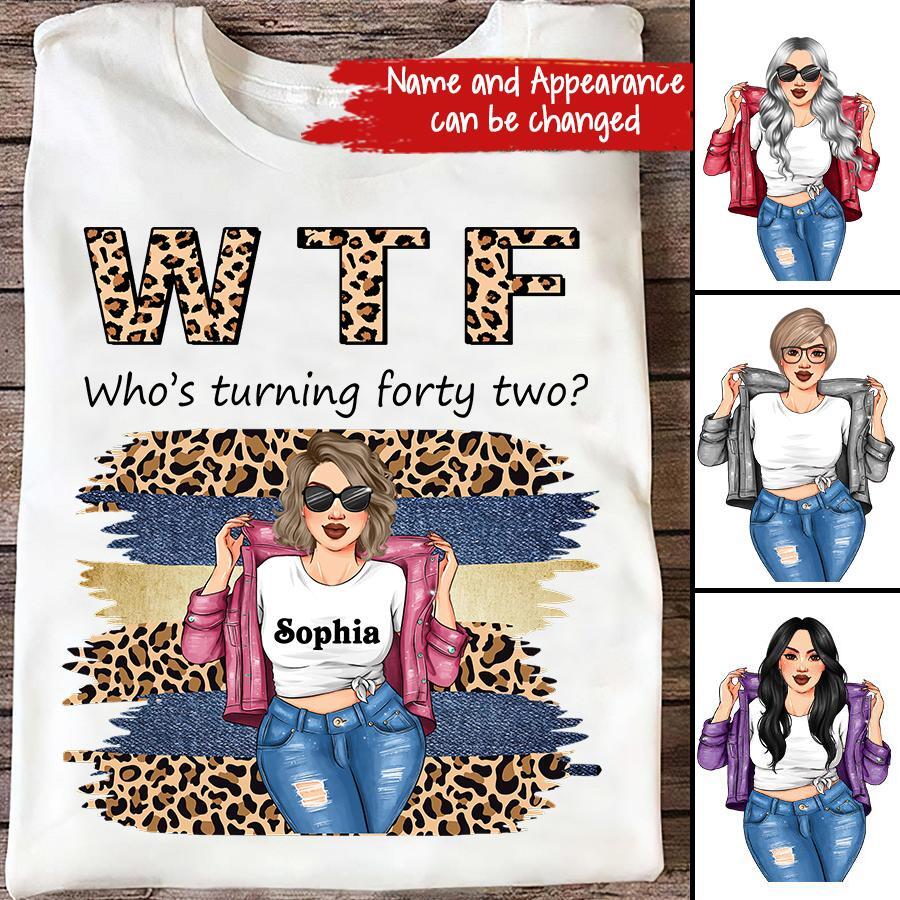 W T F Who Turning Forty Two - Vintage 1980 Shirt, Custom Image Birthday Shirt, 42nd Birthday Unique Gifts For Woman, 42nd Birthday Ideas, Turning 42 Years Old Cotton Shirt