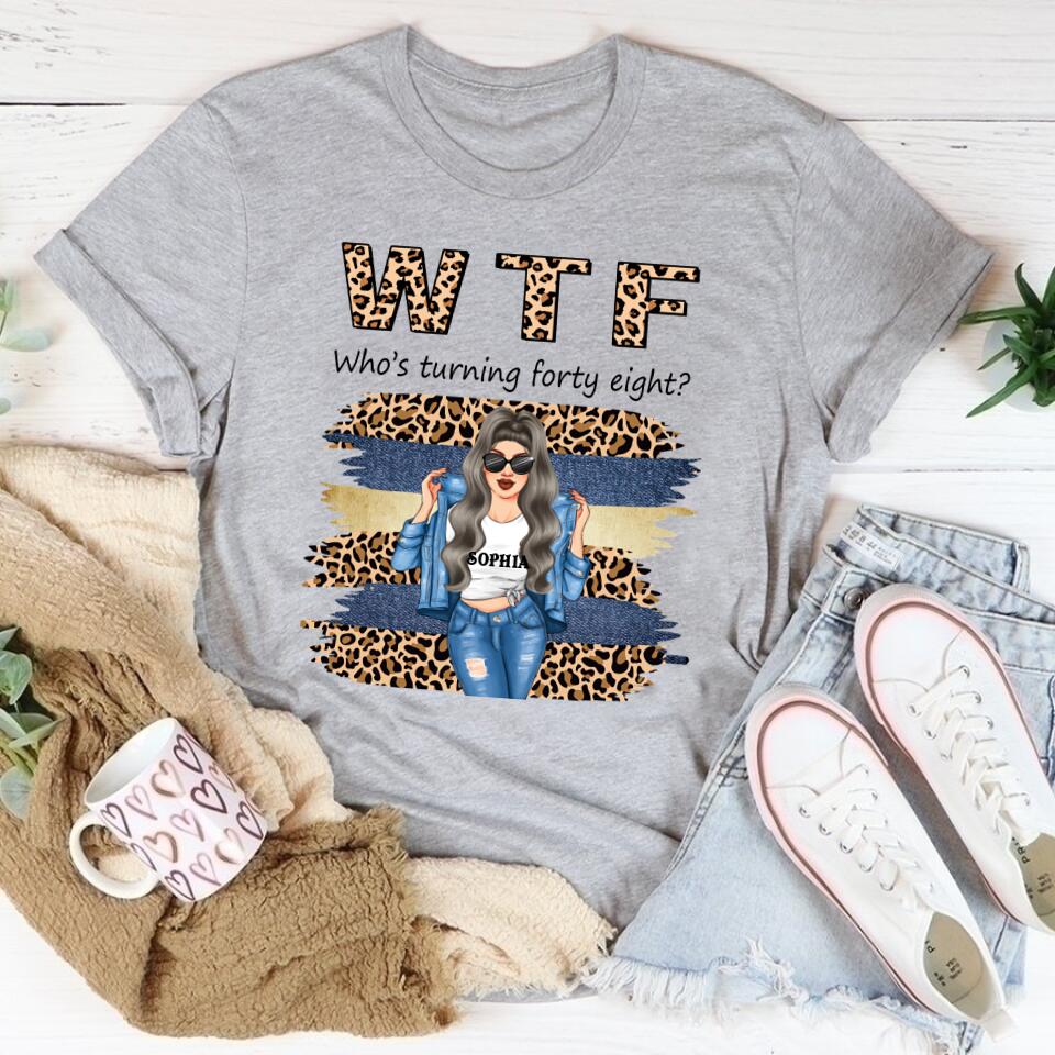 W T F Who Turning Forty Eight - Vintage 1974 Shirt, Custom Image Birthday Shirt, 48th Birthday Unique Gifts For Woman, 48th Birthday Ideas, Turning 48 Years Old Cotton Shirt