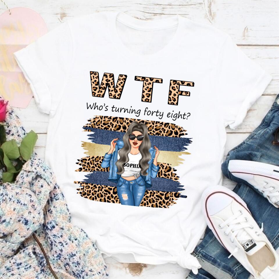 W T F Who Turning Forty Eight - Vintage 1974 Shirt, Custom Image Birthday Shirt, 48th Birthday Unique Gifts For Woman, 48th Birthday Ideas, Turning 48 Years Old Cotton Shirt