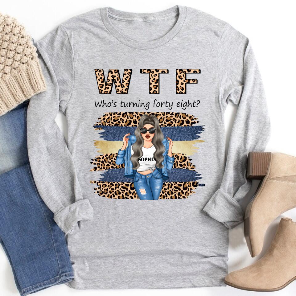 W T F Who Turning Forty Eight - Vintage 1974 Shirt, Custom Image Birthday Shirt, 48th Birthday Unique Gifts For Woman, 48th Birthday Ideas, Turning 48 Years Old Cotton Shirt
