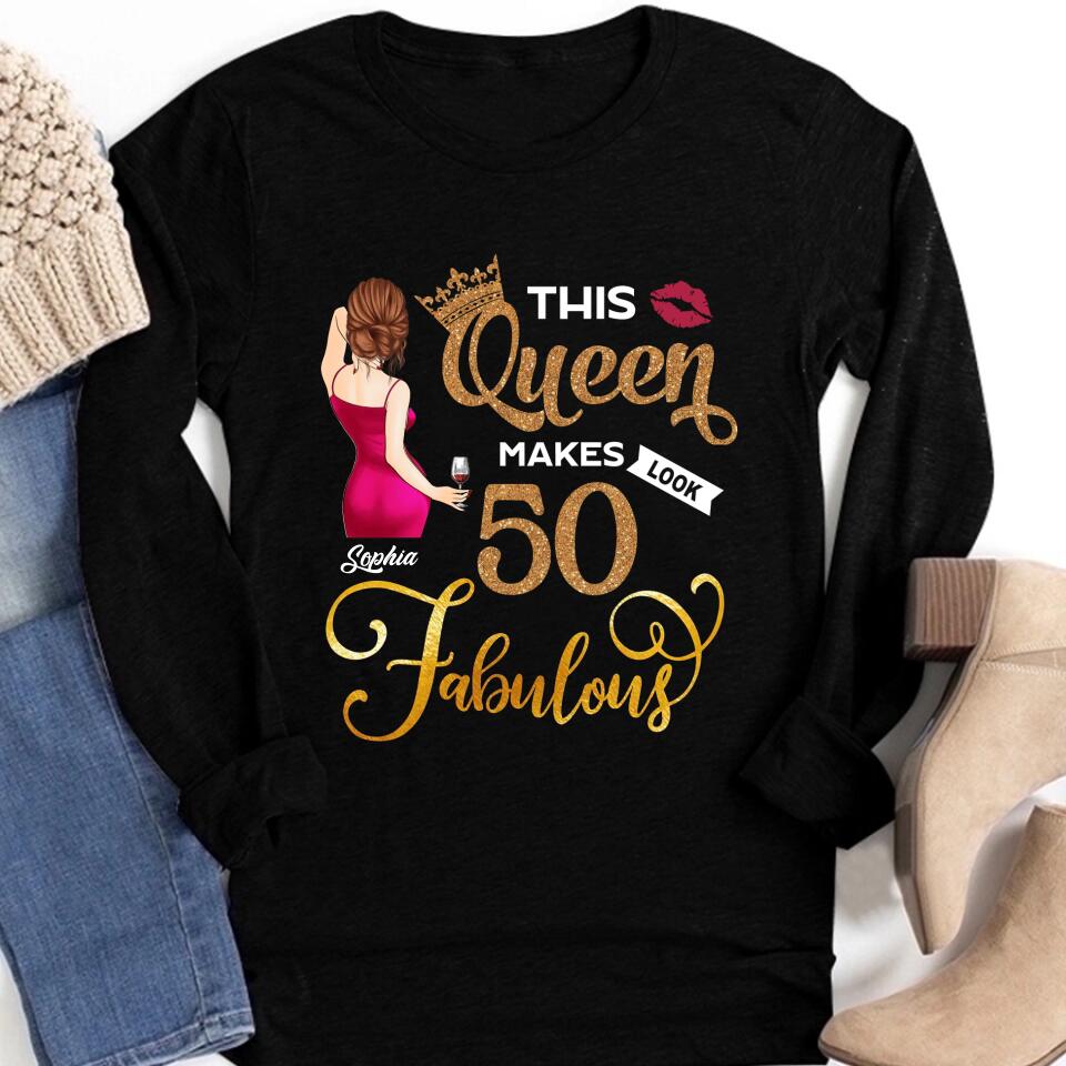 This Queen Makes 50 Look Fabulous, 50th Birthday Unique Gifts For Woman, 50th Birthday Ideas, Turning 50 Birthday Cotton Shirt