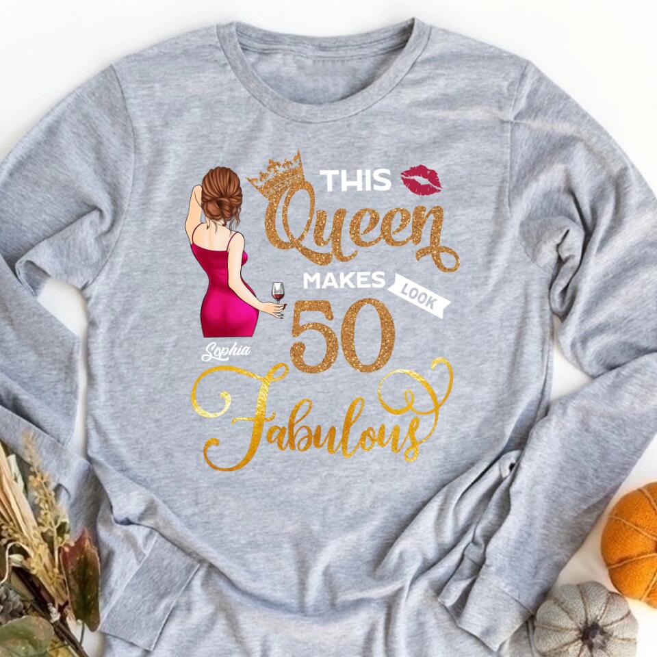 This Queen Makes 50 Look Fabulous, 50th Birthday Unique Gifts For Woman, 50th Birthday Ideas, Turning 50 Birthday Cotton Shirt