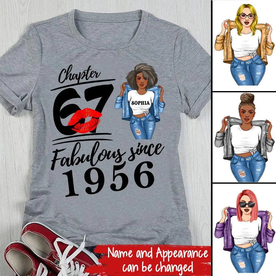 Chapter 67, Fabulous Since 1956 67th Birthday Unique T Shirt For Woman, Custom Birthday Shirt, Her Gifts For 67 Years Old , Turning 67 Birthday Cotton Shirt