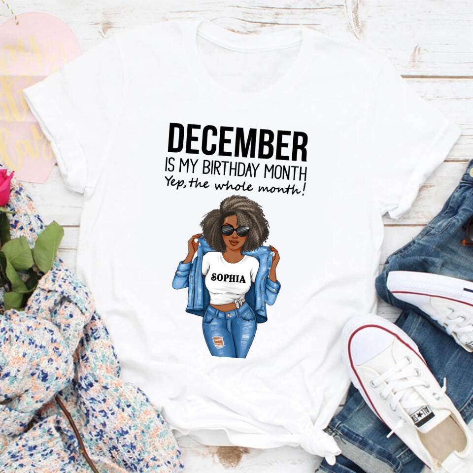 Custom December Birthday Shirt For Woman, Queens Are Born In December Gifts, Melanin Afro Woman Shirt, Black Girl Tee, Afro Queen Gift