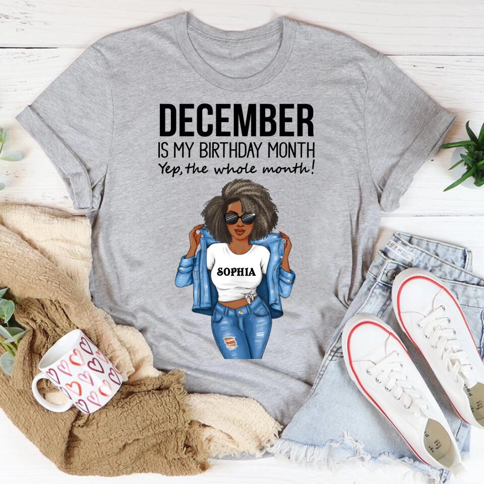 Custom December Birthday Shirt For Woman, Queens Are Born In December Gifts, Melanin Afro Woman Shirt, Black Girl Tee, Afro Queen Gift