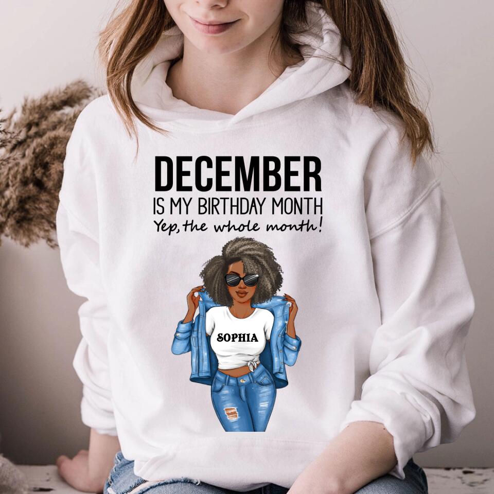 Custom December Birthday Shirt For Woman, Queens Are Born In December Gifts, Melanin Afro Woman Shirt, Black Girl Tee, Afro Queen Gift