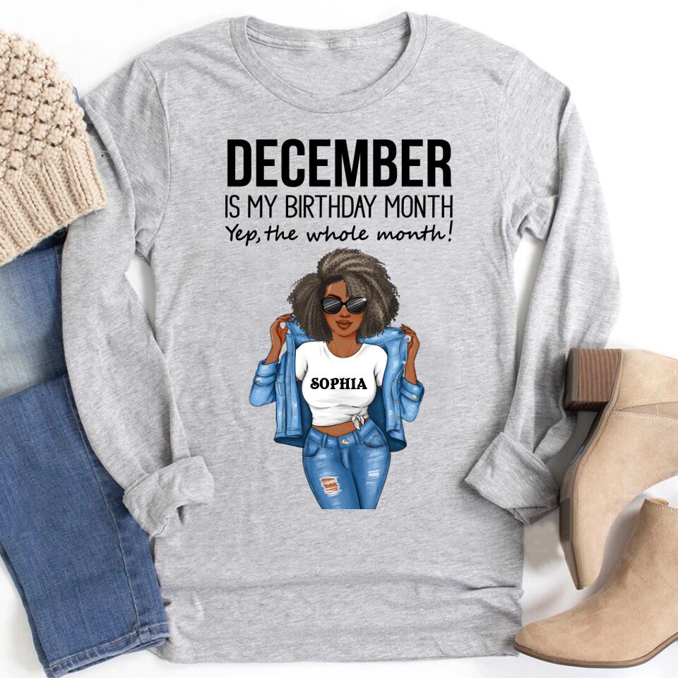 Custom December Birthday Shirt For Woman, Queens Are Born In December Gifts, Melanin Afro Woman Shirt, Black Girl Tee, Afro Queen Gift