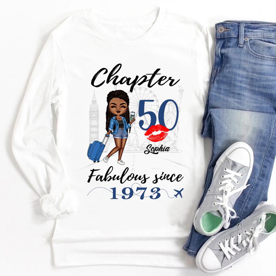 Chapter 50, Fabulous Since 1973 50th Birthday Unique T Shirt For Woman, Custom Birthday Shirt, Her Gifts For 50 Years Old , Turning 50 Birthday Cotton Shirt