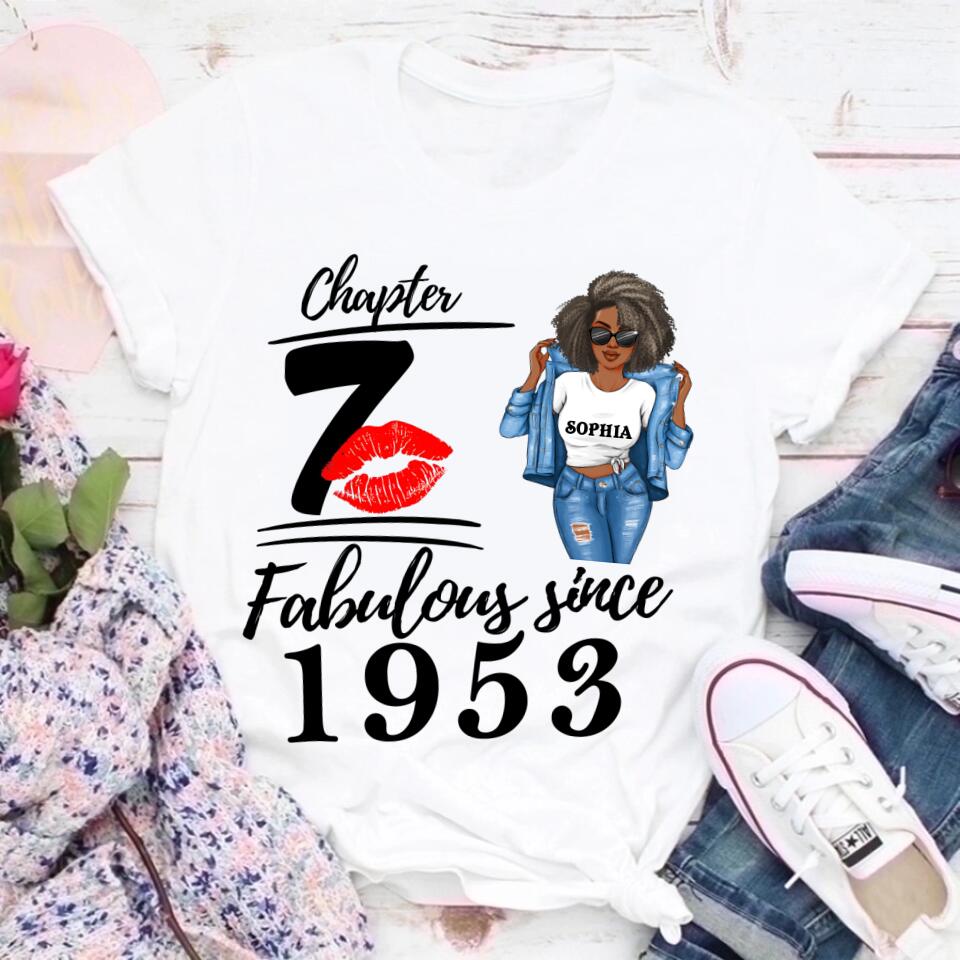 Chapter 70, Fabulous Since 1953 70th Birthday Unique T Shirt For Woman, Custom Birthday Shirt, Her Gifts For 70 Years Old , Turning 70 Birthday Cotton Shirt