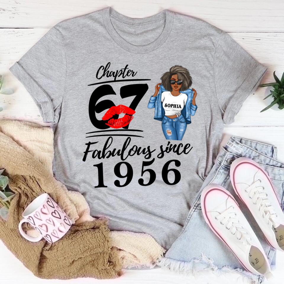 Chapter 67, Fabulous Since 1956 67th Birthday Unique T Shirt For Woman, Custom Birthday Shirt, Her Gifts For 67 Years Old , Turning 67 Birthday Cotton Shirt