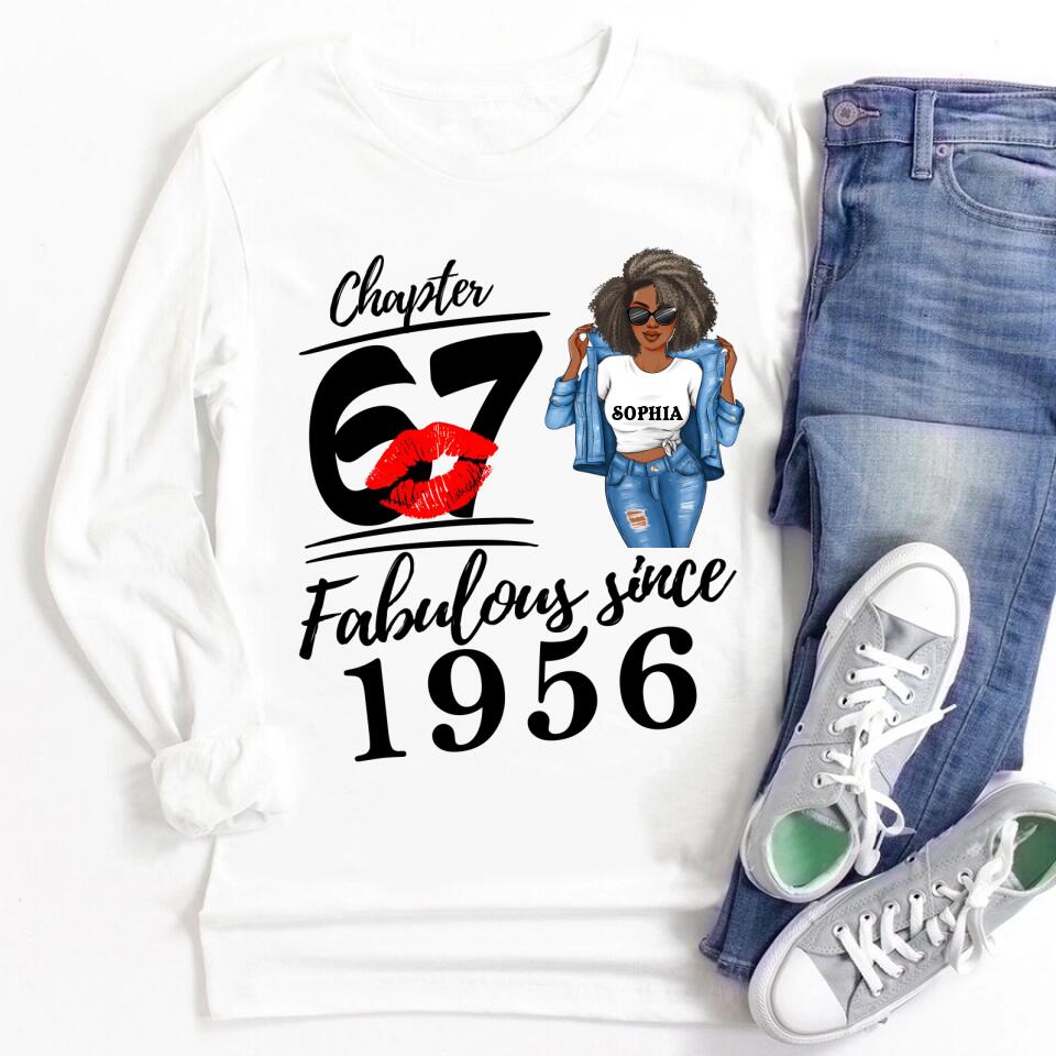 Chapter 67, Fabulous Since 1956 67th Birthday Unique T Shirt For Woman, Custom Birthday Shirt, Her Gifts For 67 Years Old , Turning 67 Birthday Cotton Shirt