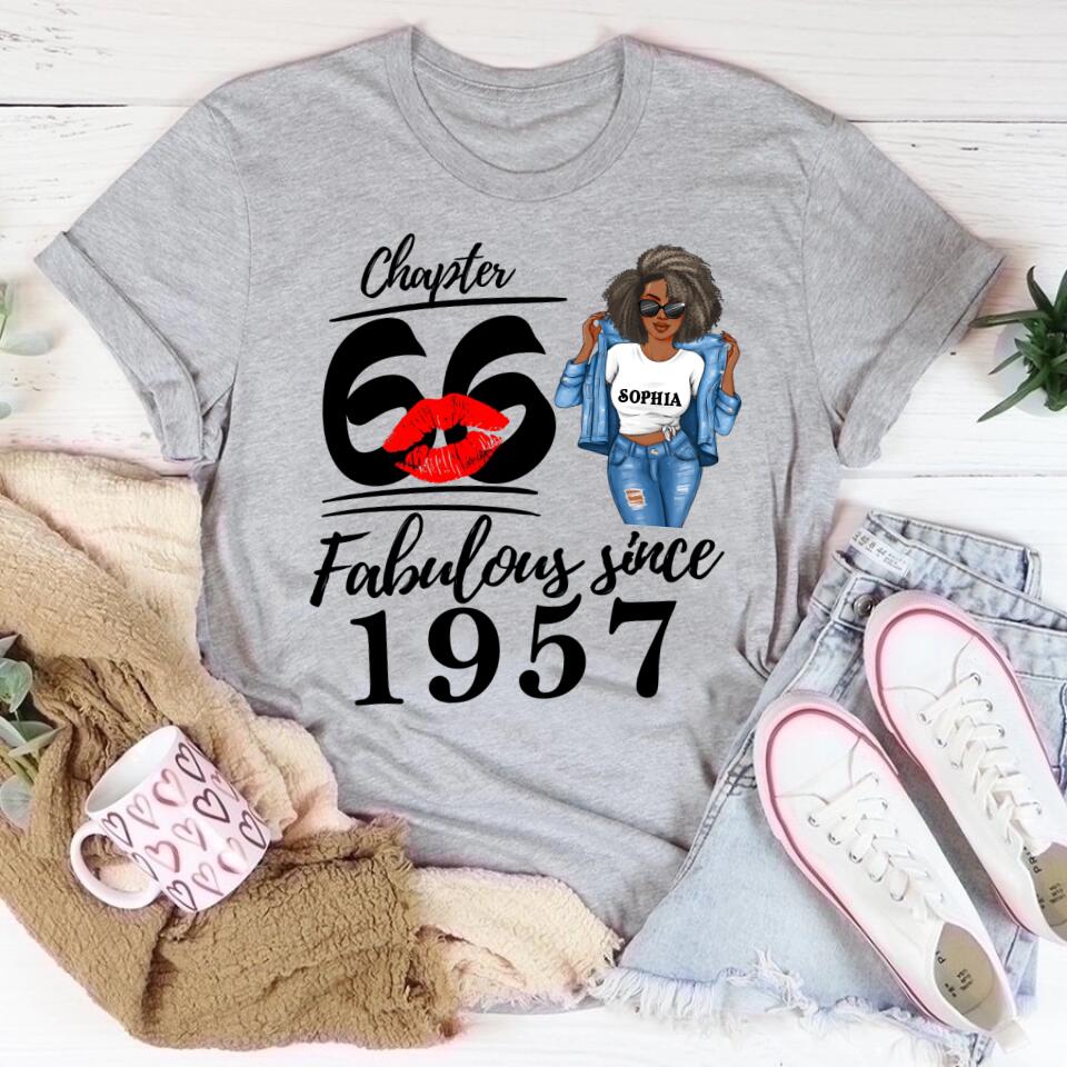 Chapter 66, Fabulous Since 1957 66th Birthday Unique T Shirt For Woman, Custom Birthday Shirt, Her Gifts For 66 Years Old , Turning 66 Birthday Cotton Shirt
