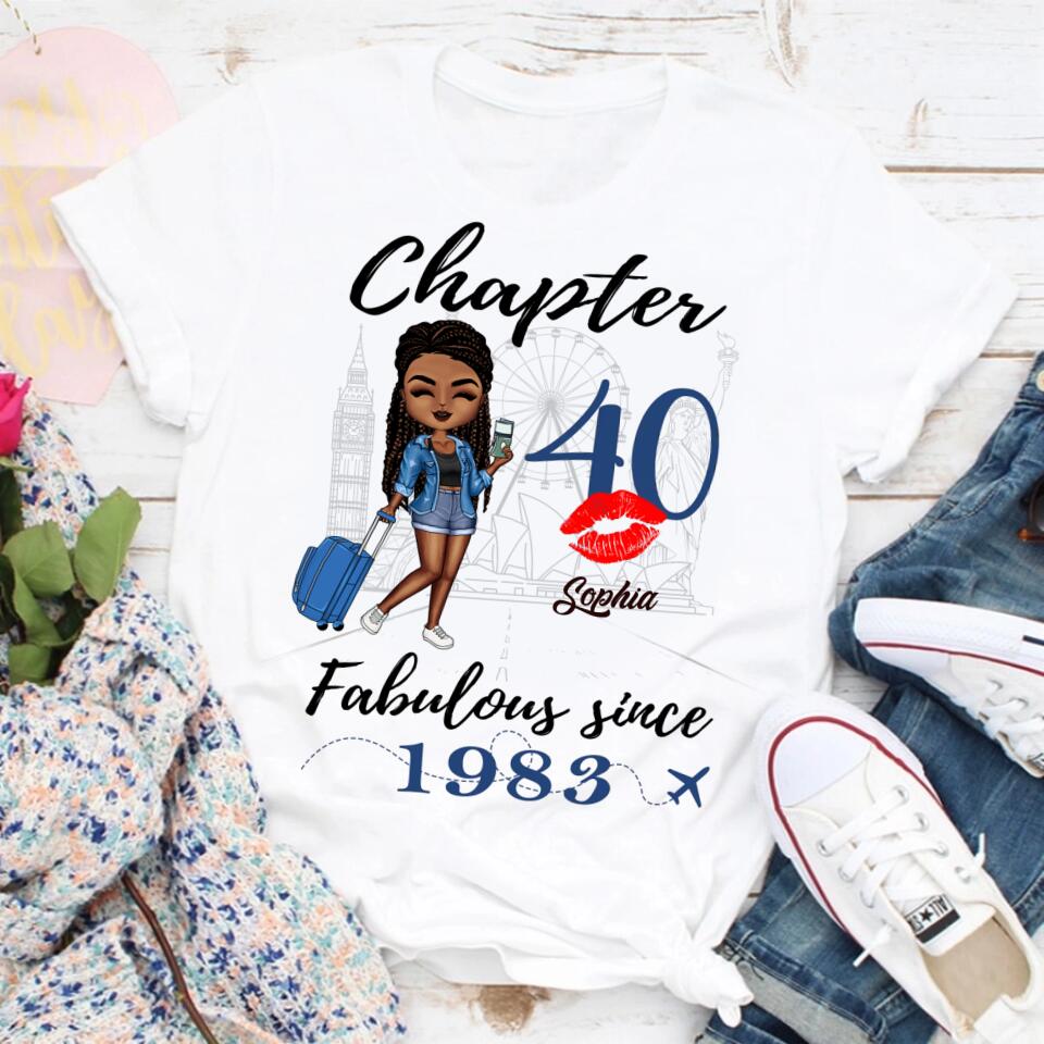 Chapter 40, Fabulous Since 1983 40th Birthday Unique T Shirt For Woman, Custom Birthday Shirt, Her Gifts For 40 Years Old , Turning 40 Birthday Cotton Shirt