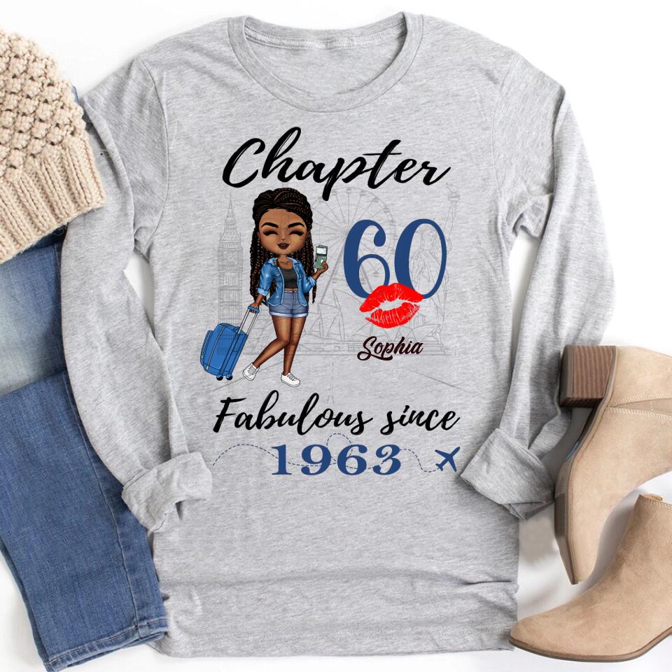 Chapter 60, Fabulous Since 1963 60th Birthday Unique T Shirt For Woman, Custom Birthday Shirt, Her Gifts For 60 Years Old , Turning 60 Birthday Cotton Shirt