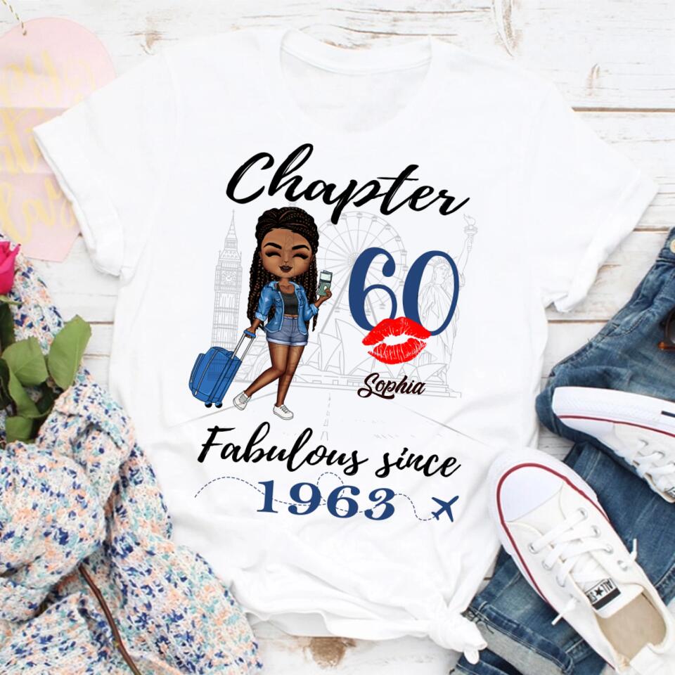 Chapter 60, Fabulous Since 1963 60th Birthday Unique T Shirt For Woman, Custom Birthday Shirt, Her Gifts For 60 Years Old , Turning 60 Birthday Cotton Shirt