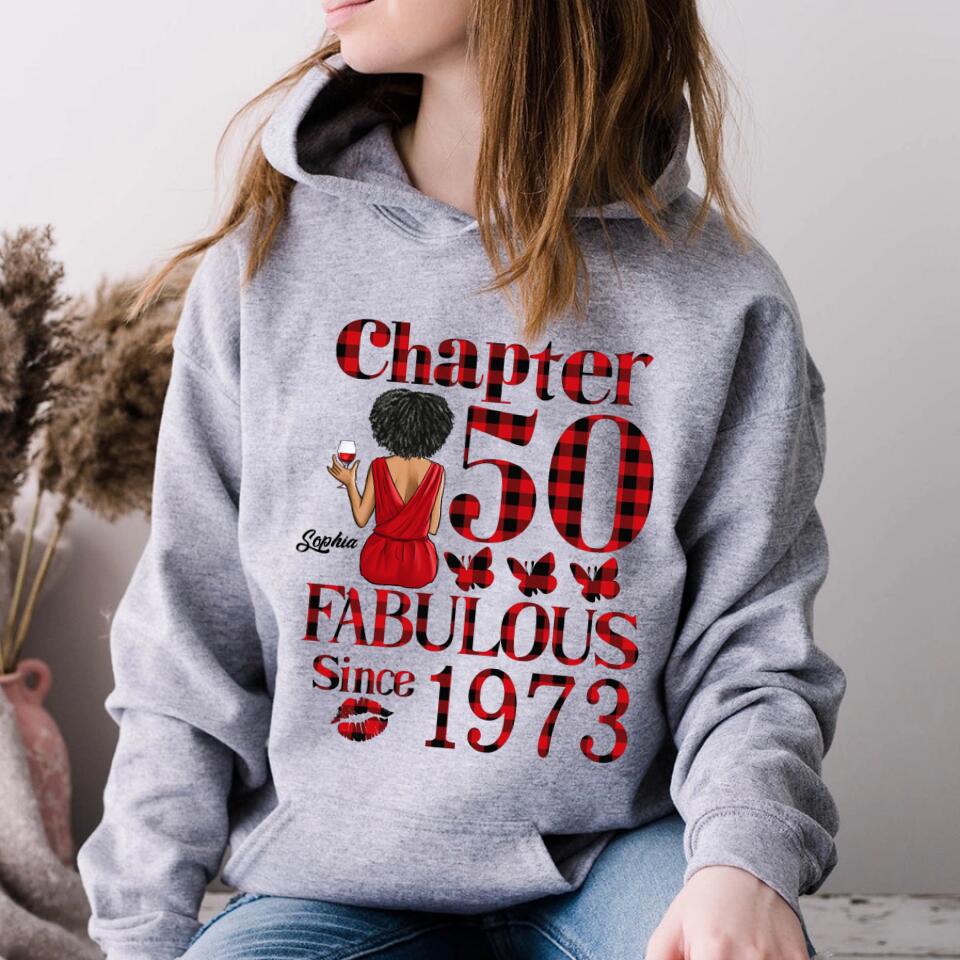 Chapter 50, Fabulous Since 1973 50th Birthday Unique T Shirt For Woman, Custom Birthday Shirt, Her Gifts For 50 Years Old , Turning 50 Birthday Cotton Shirt