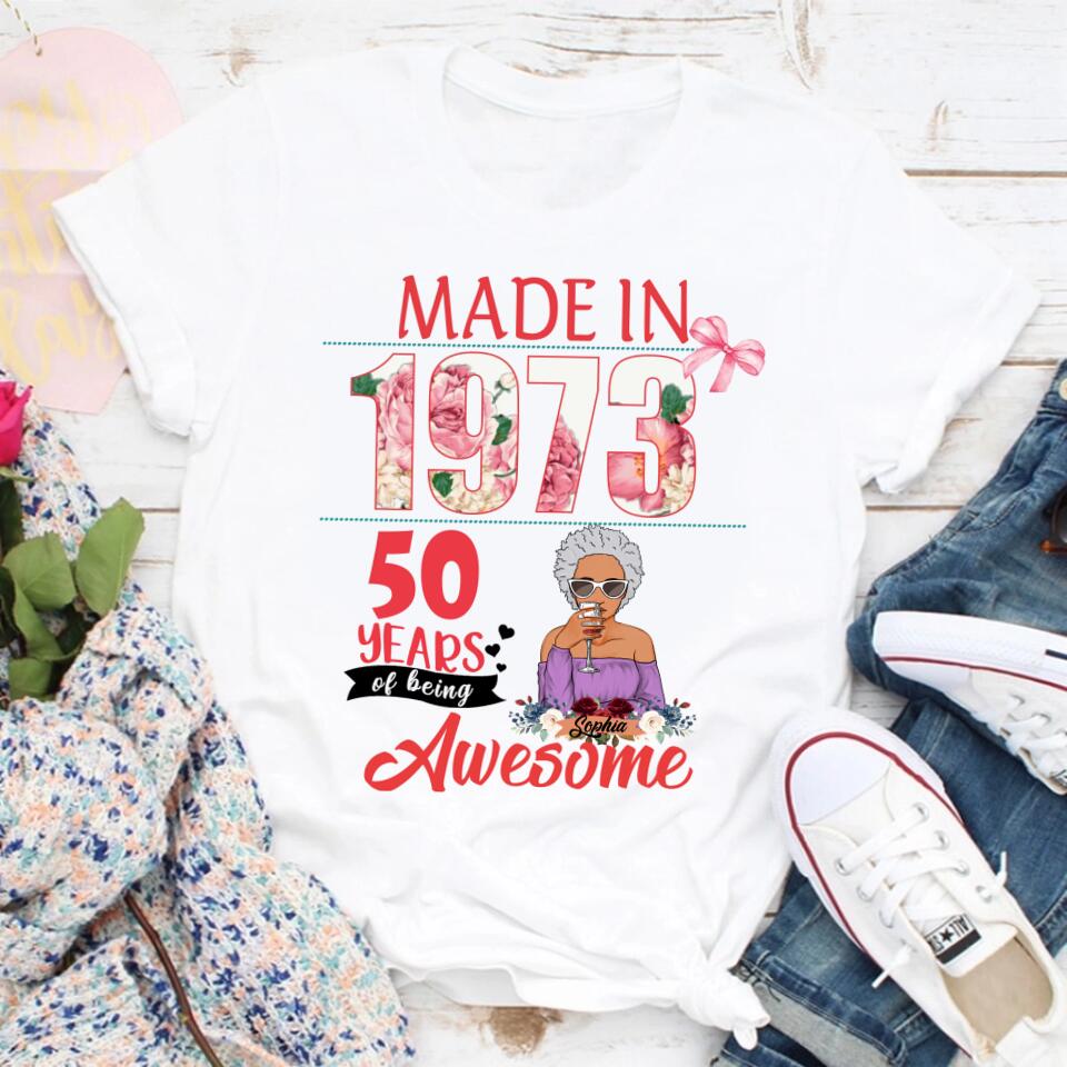 Chapter 50, Fabulous Since 1973 50th Birthday Unique T Shirt For Woman, Custom Birthday Shirt, Her Gifts For 50 Years Old , Turning 50 Birthday Cotton Shirt
