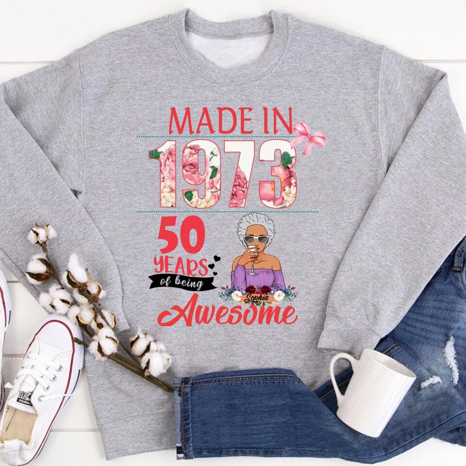 Chapter 50, Fabulous Since 1973 50th Birthday Unique T Shirt For Woman, Custom Birthday Shirt, Her Gifts For 50 Years Old , Turning 50 Birthday Cotton Shirt